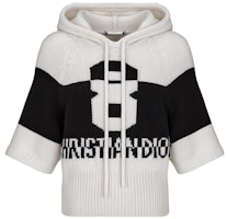 (Women) DIOR FW22 White Cashmere Knit Hoodie with Logo Pattern Print. 254S56AM121-X9330 (Women) DIOR FW22 White Cashmere Knit Hoodie with Logo Pattern Print. 254S56AM121-X9330