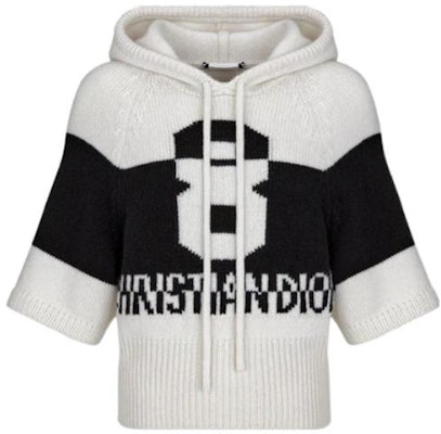 (Women) DIOR FW22 White Cashmere Knit Hoodie with Logo Pattern Print. 254S56AM121-X9330 Order (Women) DIOR FW22 White Cashmere Knit Hoodie with Logo Pattern Print. 254S56AM121-X9330