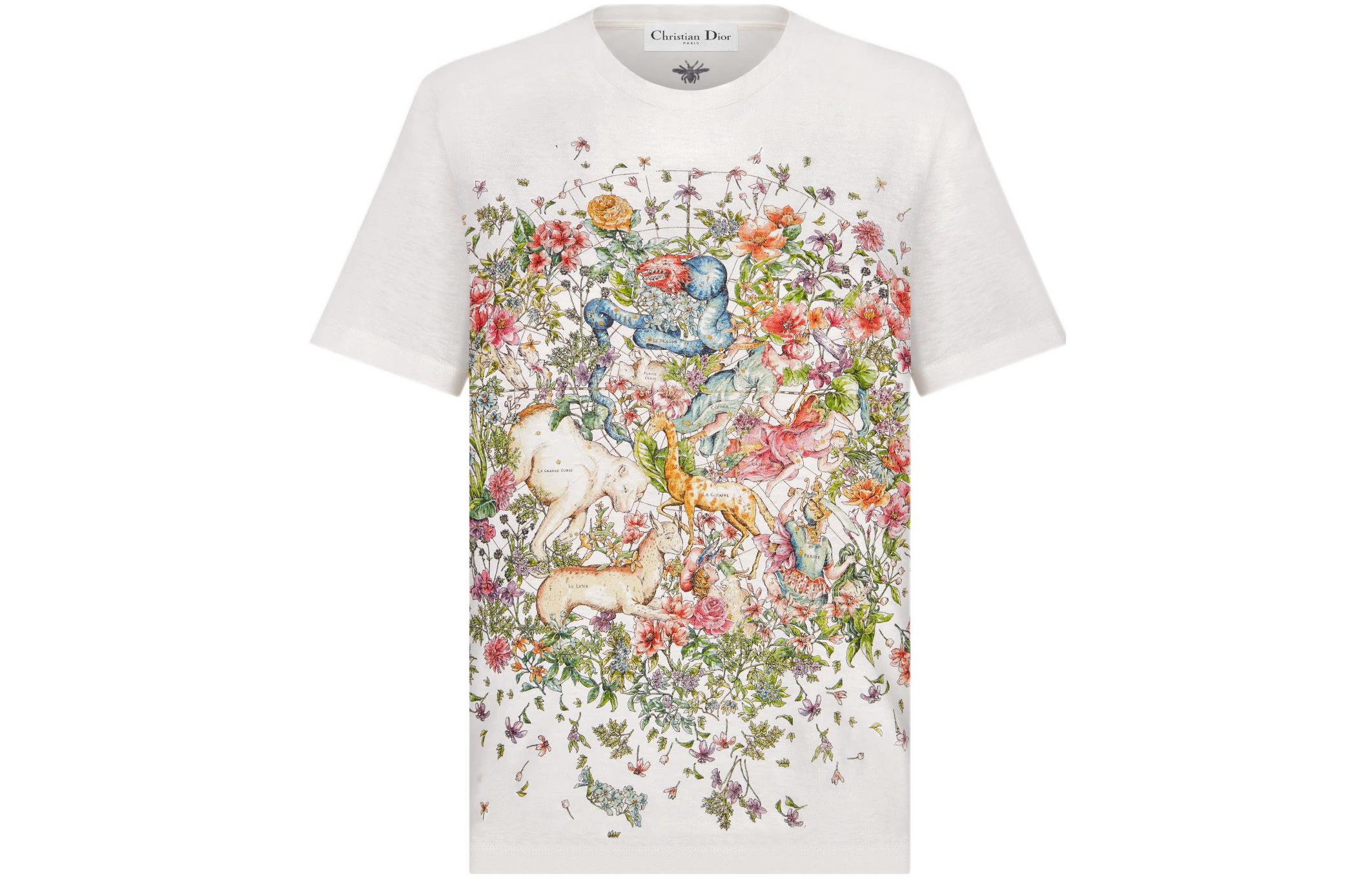 (Women) DIOR FW22  White Tee with Floral and Animal Print. 243T12A4456-X0877 圖 2