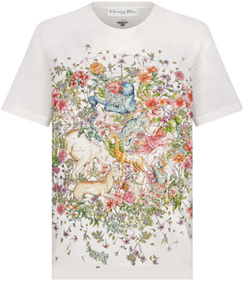 (W) DIOR FW22 Kaos Putih dengan Motif Bunga dan Hewan. 243T12A4456-X0877 Order (W) DIOR FW22 Kaos Putih dengan Motif Bunga dan Hewan. 243T12A4456-X0877