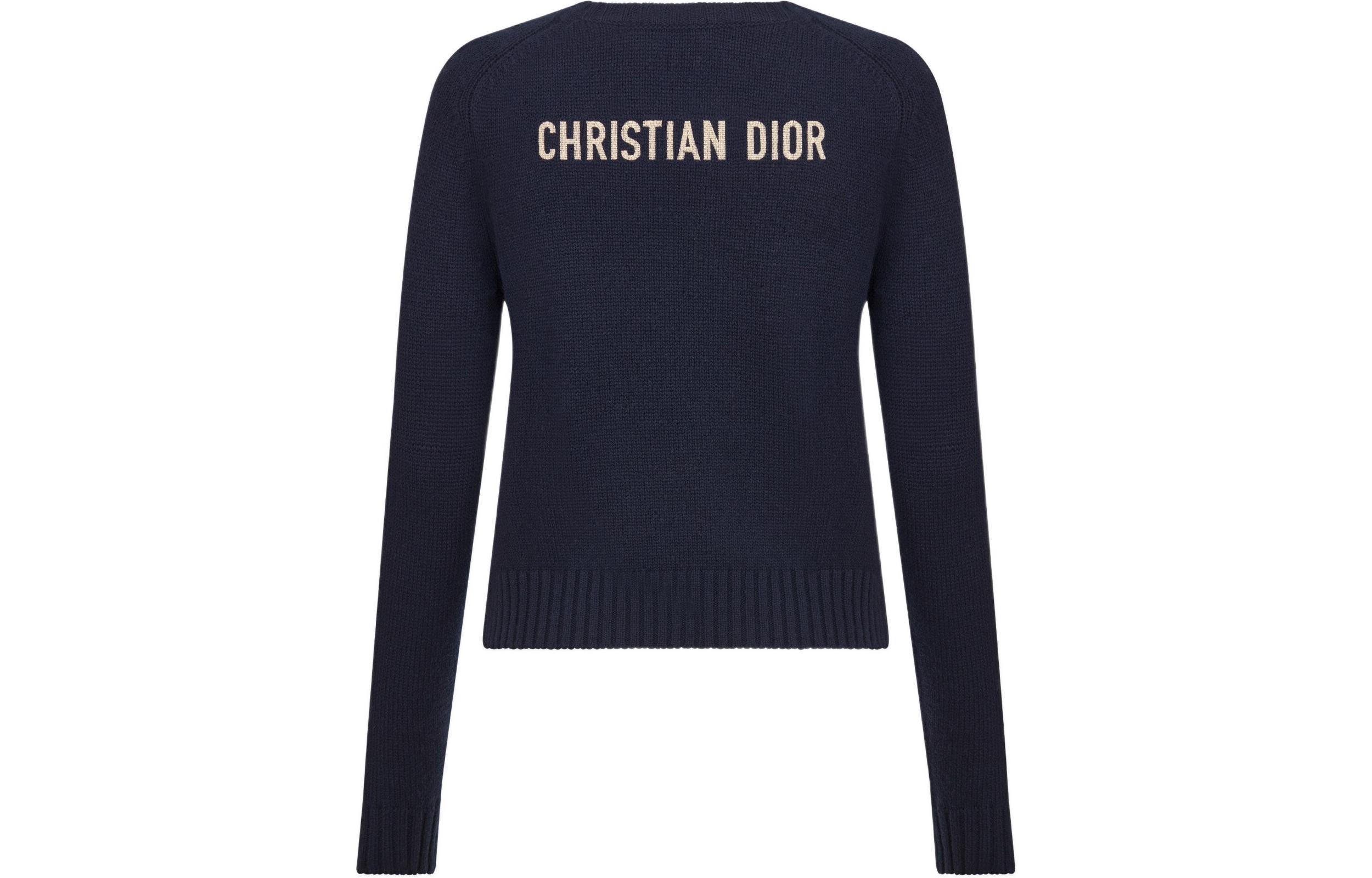 (Women) DIOR FW22 Alphabet Jacquard Crewneck Sweater  Blue 144S76AM002-X5620 圖 3