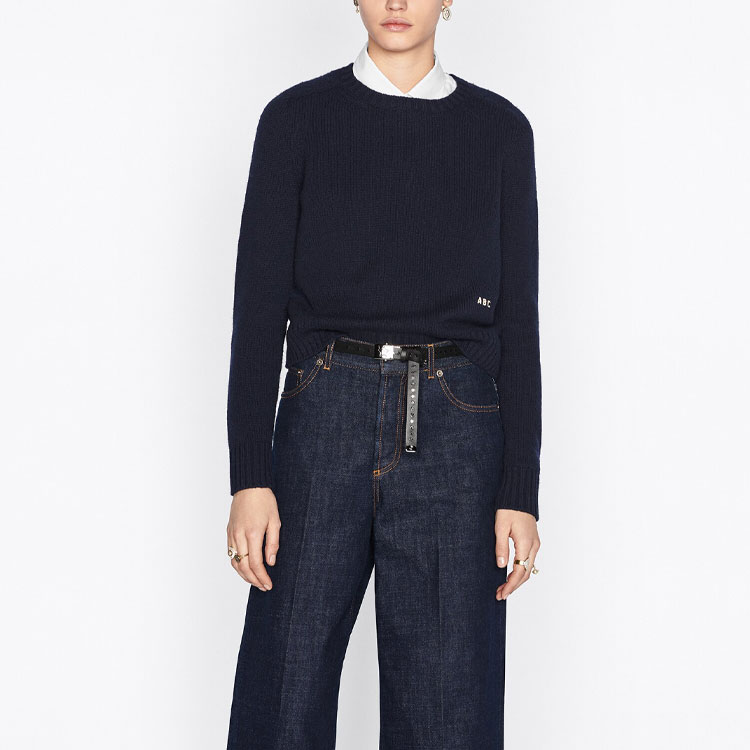 (Women) DIOR FW22 Alphabet Jacquard Crewneck Sweater  Blue 144S76AM002-X5620 圖 5