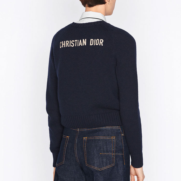 (Women) DIOR FW22 Alphabet Jacquard Crewneck Sweater  Blue 144S76AM002-X5620 圖 6
