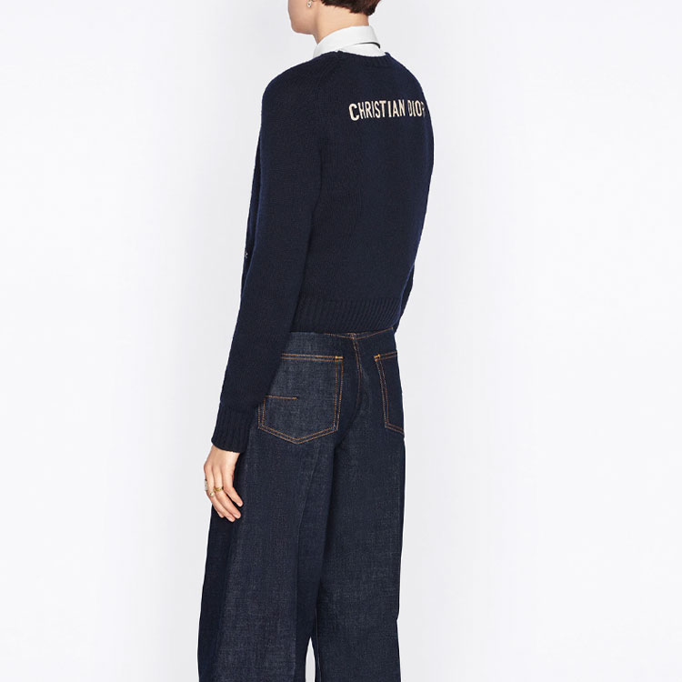 (Women) DIOR FW22 Alphabet Jacquard Crewneck Sweater  Blue 144S76AM002-X5620 圖 7