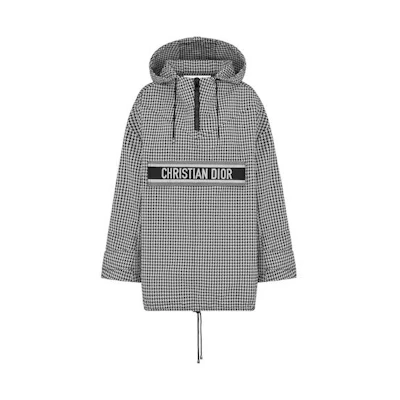 (Women) Dior FW22 Black Checkered Drawstring Long-Sleeve Jacket 017C10A2856-X9330