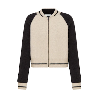 (Women) DIOR FW22 Contrast Letter Print Long Sleeve Bomber Jacket Off-White. 244V50AM410-X0811
