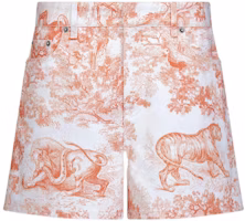 (Women) DIOR FW22 Dioriviera Orange Animal Print Straight Denim Shorts. 242P26A3526-X2825 (Women) DIOR FW22 Dioriviera Orange Animal Print Straight Denim Shorts. 242P26A3526-X2825