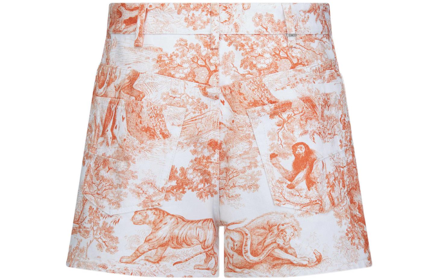 Lookbook (W) DIOR FW22 Dioriviera Celana Pendek Denim Motif Hewan Oranye. 242P26A3526-X2825