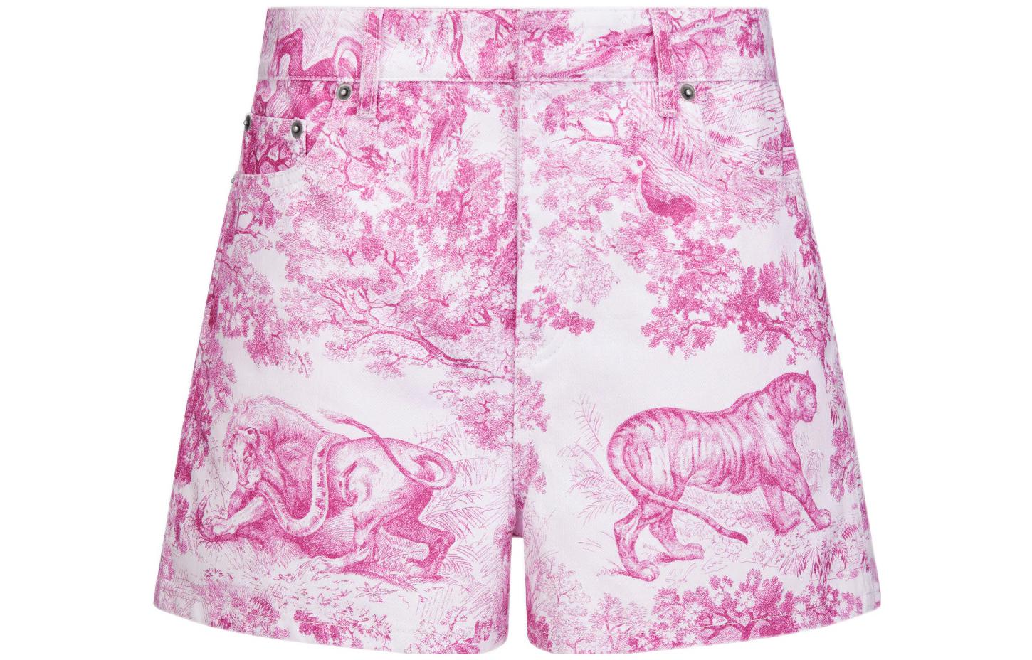 Order (W) DIOR FW22 Dioriviera Celana Pendek Denim Motif Hewan Pink. 242P26A3526-X4855