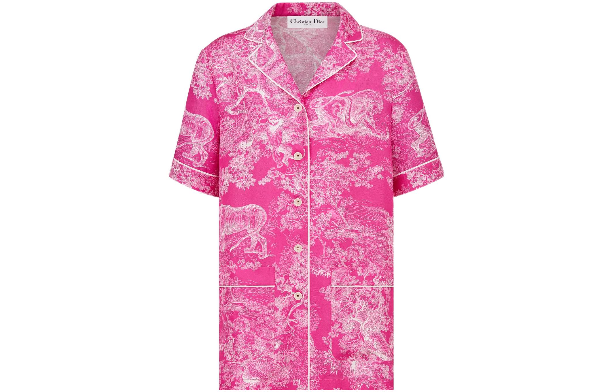 (Women) DIOR FW22 Dioriviera Pink Animal Print Straight-Cut Shirt Women 241V29F6621-X4856 圖 2
