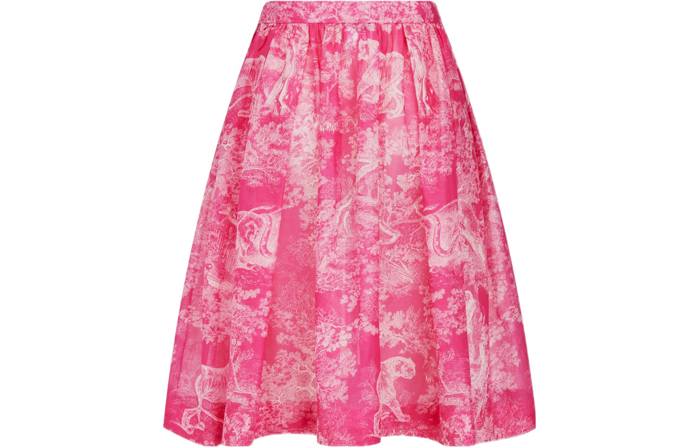 Lookbook (W) DIOR 2022秋冬粉色彈性腰身A字中長裙。 241J90B3846-X4856