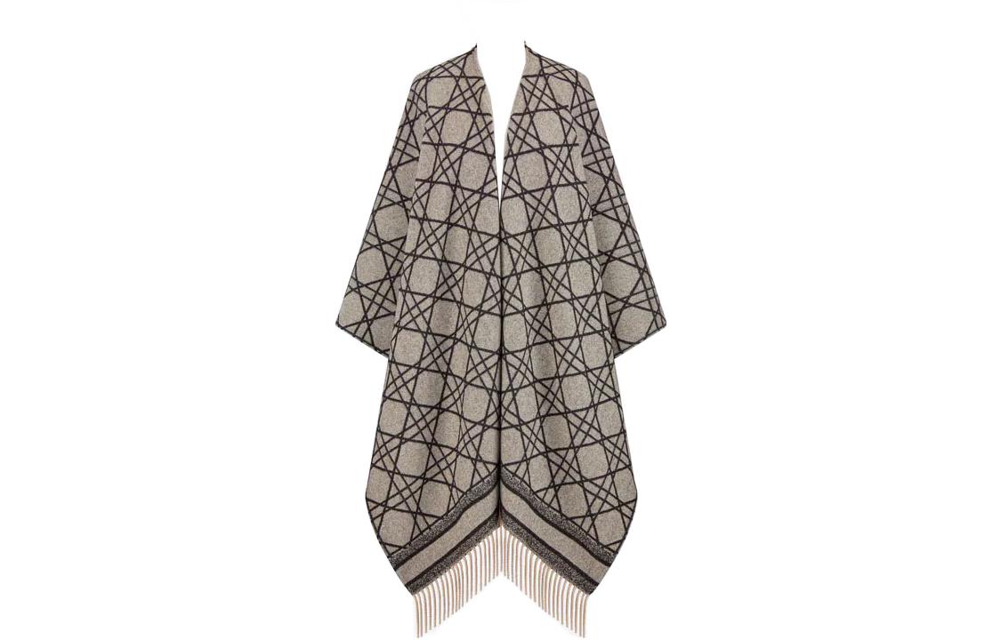 (Women) DIOR FW22 Plaid Letter Logo Fringe Poncho Cape . 21CAN370I006-C140