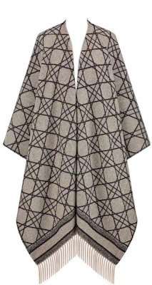 (W) DIOR 2022秋冬格纹字母logo流苏披肩斗篷。 21CAN370I006-C140 1