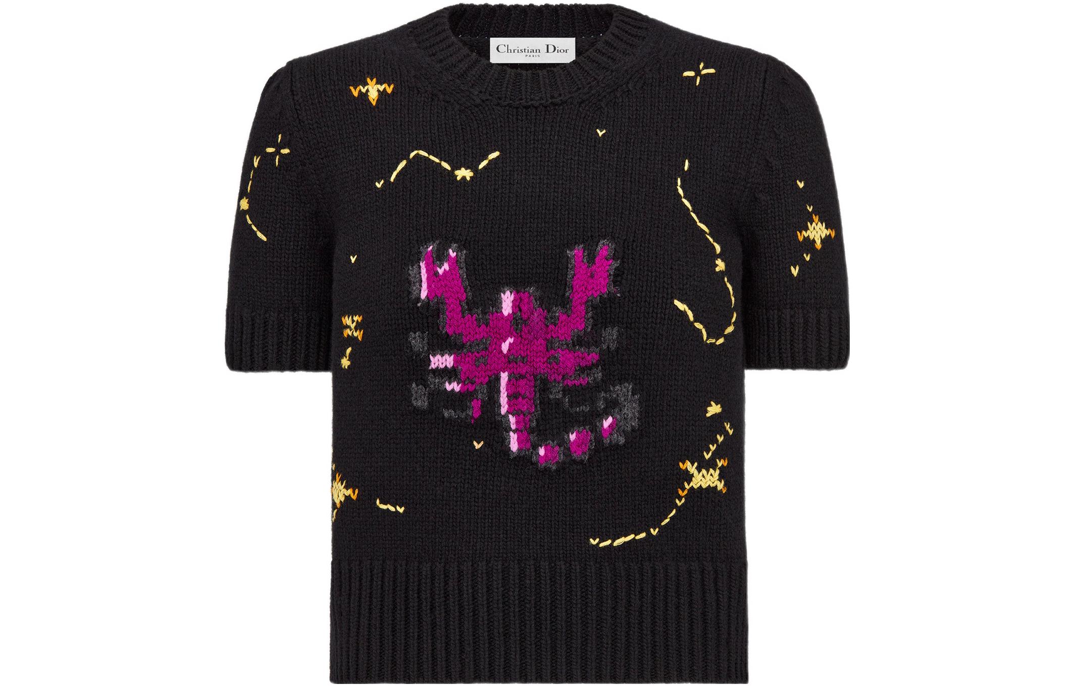 Order (W) DIOR 秋冬22 天蠍座羊絨短袖毛衣 女款 黑色 244S73SN320-X9729