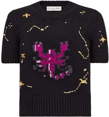 (W) DIOR 秋冬22 天蠍座羊絨短袖毛衣 女款 黑色 244S73SN320-X9729 Order (W) DIOR 秋冬22 天蠍座羊絨短袖毛衣 女款 黑色 244S73SN320-X9729