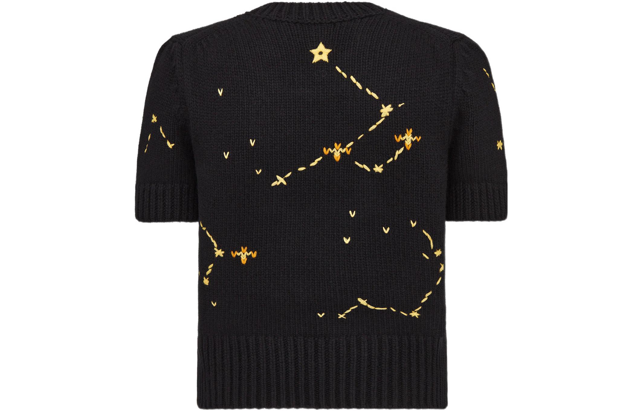 Lookbook (W) DIOR 秋冬22 天蠍座羊絨短袖毛衣 女款 黑色 244S73SN320-X9729