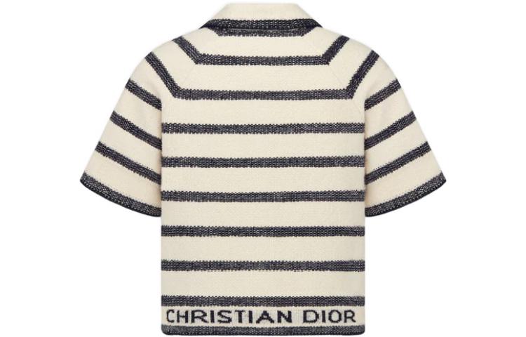 Lookbook (Women) Dior FW22 Striped Single-Breasted Short-Sleeve Jacket Off-White 314V13AM726-X5855