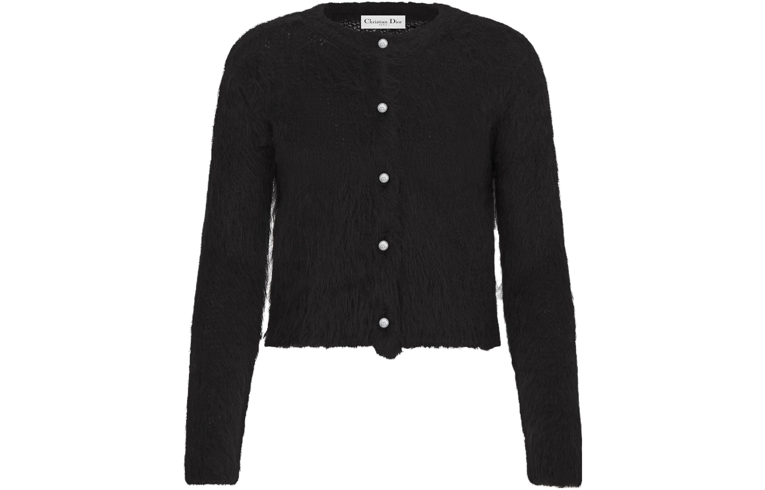 Order (W) DIOR FW23 Cárdigan Suéter Negro de Punto Manga Larga Cuello Redondo 354G04AM432-X9000