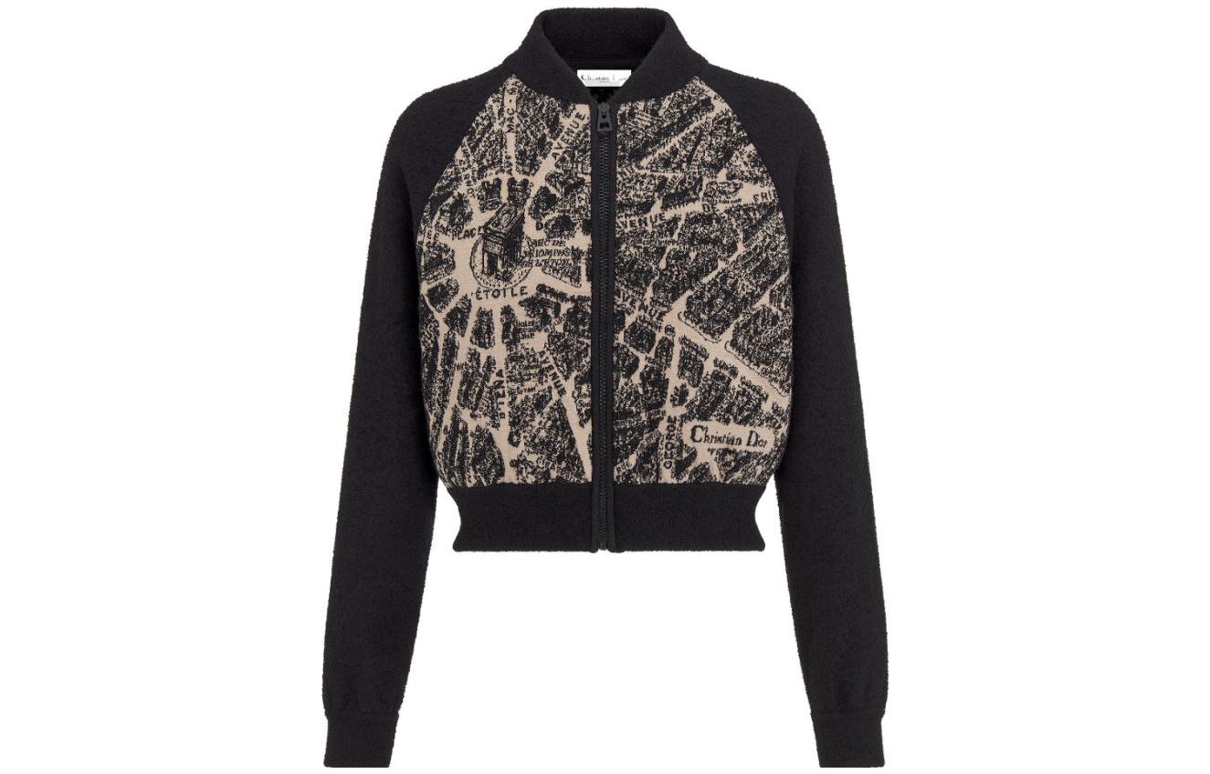 (Women) DIOR FW23  Black Pattern Print Zip-Up Casual Baseball Jacket 354V50AM205-X1830 圖 2