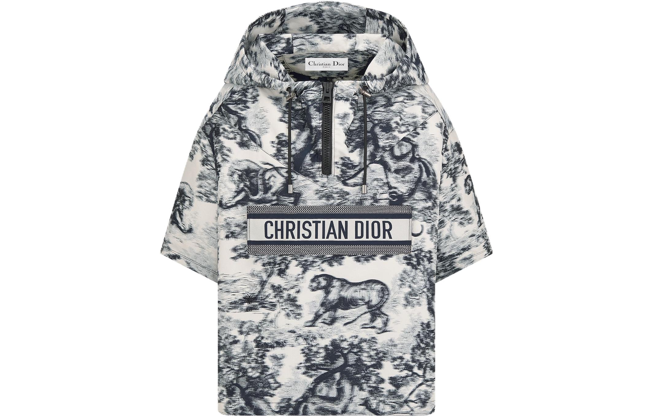 (Women) DIOR FW23  Logo Animal Print Short-Sleeve Hoodie Multicolor. 357C19A2996-X5830