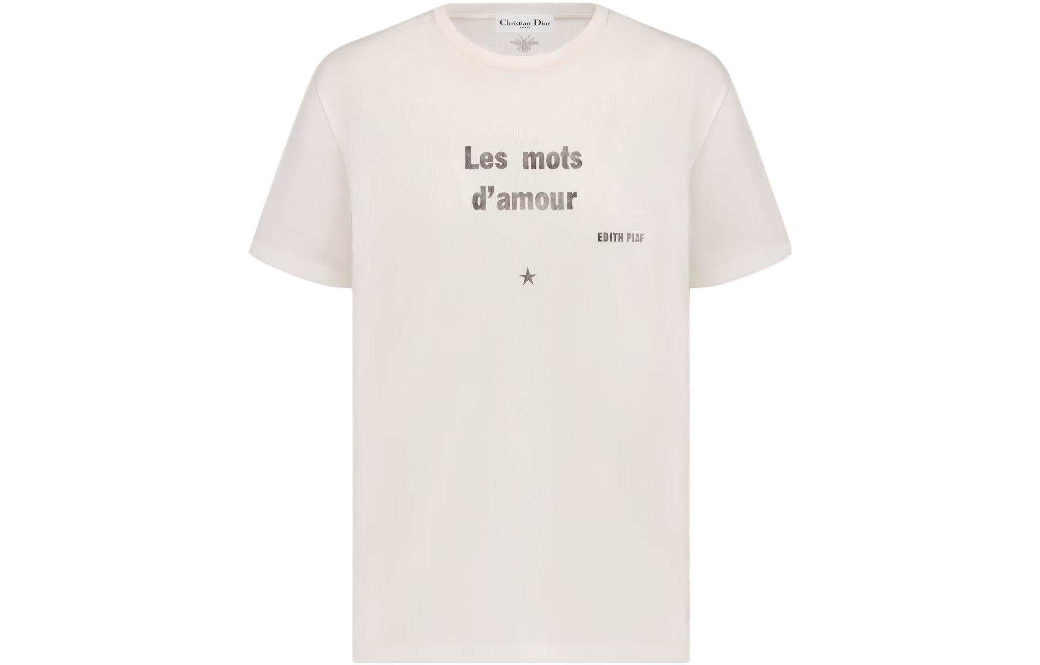 (Women) DIOR FW23  White Short-Sleeve T-Shirt with Letter Print. 353T06B4512-X0200