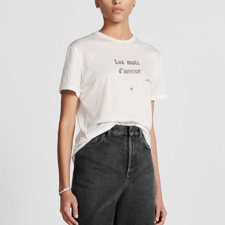 (Women) DIOR FW23  White Short-Sleeve T-Shirt with Letter Print. 353T06B4512-X0200 圖 3