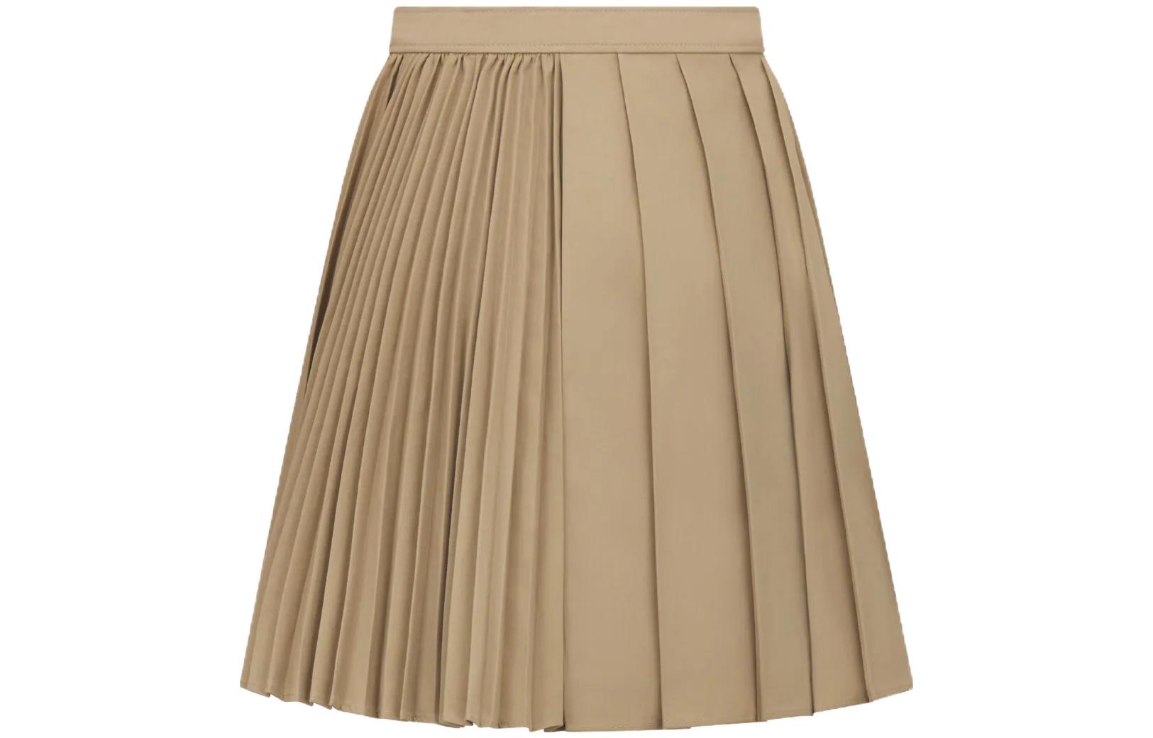 Lookbook (W) DIOR FW23 女裝米色高腰百褶休閒裙。 351J33A3332-X1700