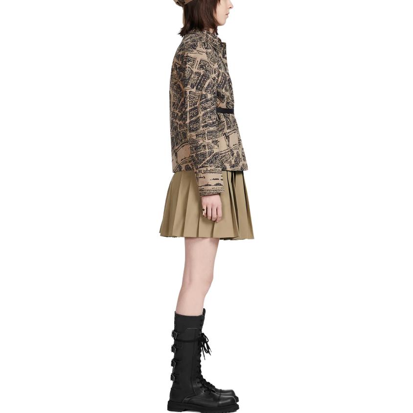 Sizing (W) DIOR FW23 女裝米色高腰百褶休閒裙。 351J33A3332-X1700