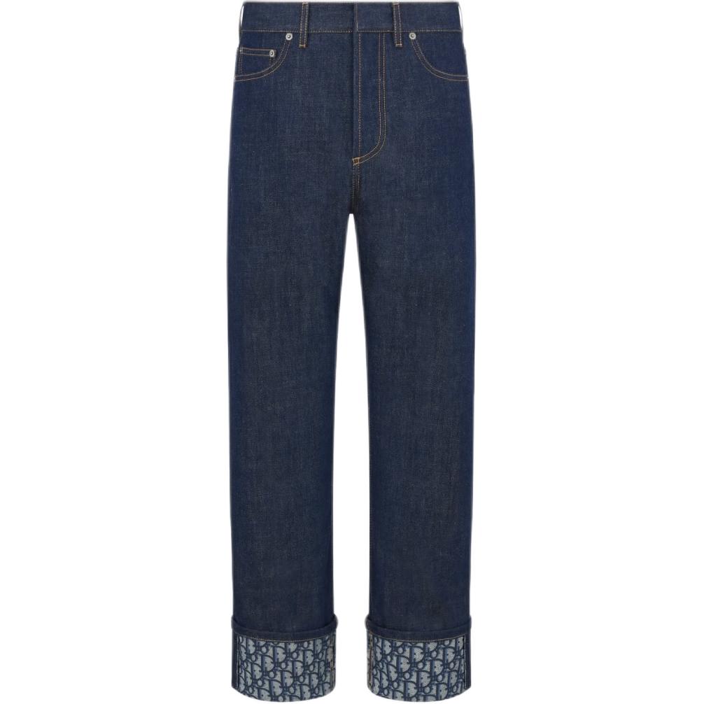 (Women) DIOR FW24  Blue Flared Jeans with Washed Logo and Zippered Pockets 452P31A3426-X5462