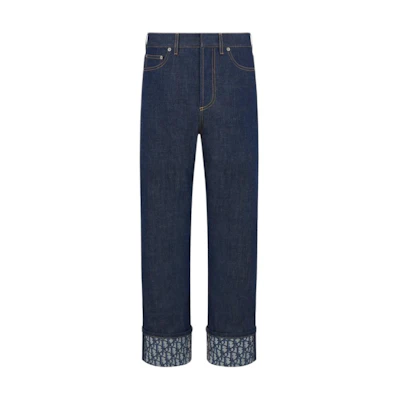 (Women) DIOR FW24 Blue Flared Jeans with Washed Logo and Zippered Pockets 452P31A3426-X5462