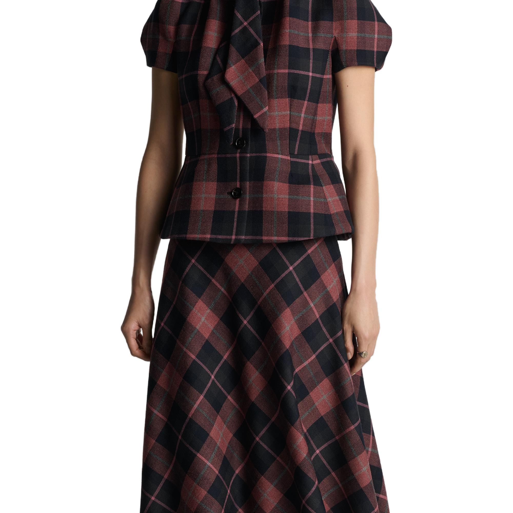 Details for (W) DIOR FW24 粉灰混色格紋羊毛中長裙 511J22A1640-X4849