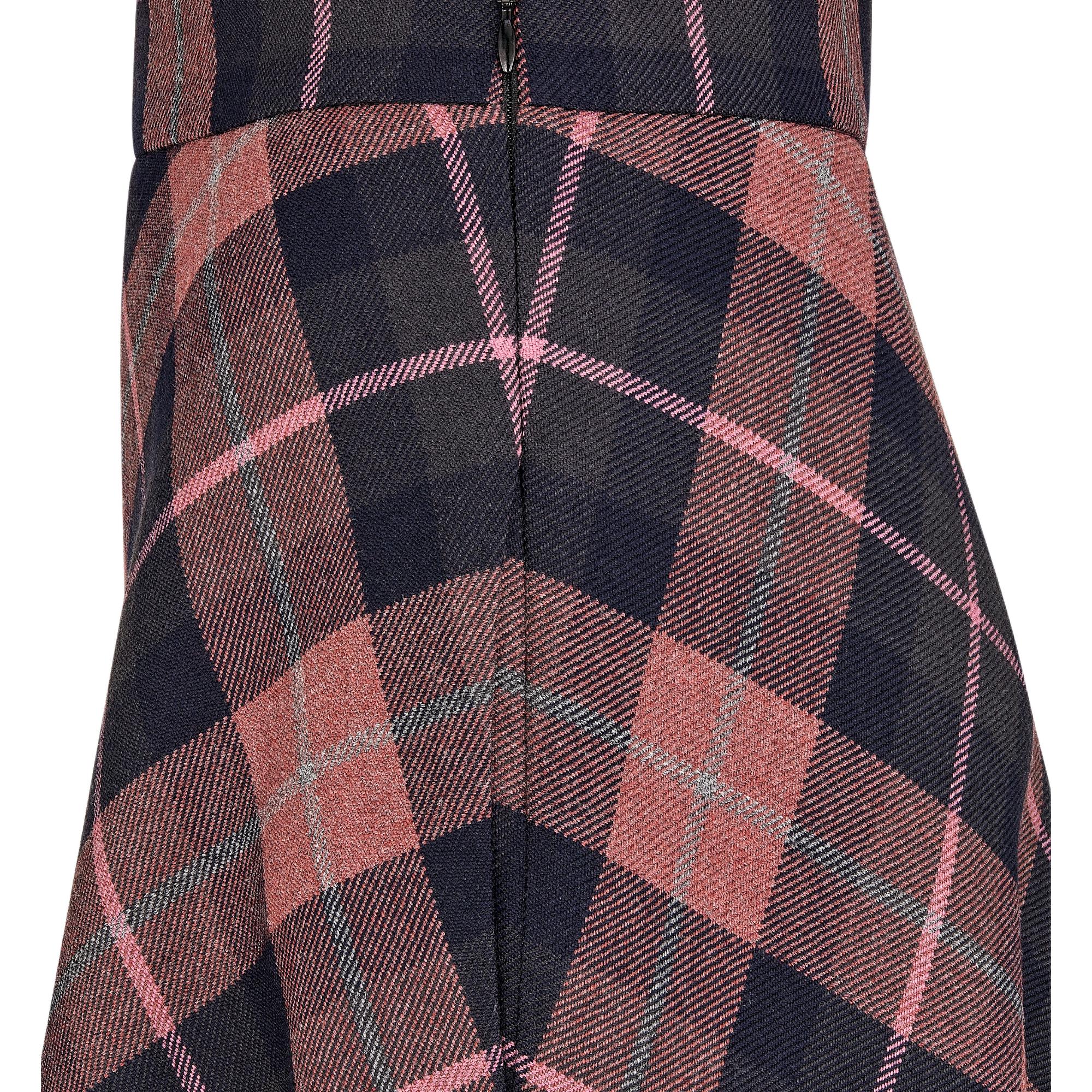 Sizing (W) DIOR FW24 粉灰混色格紋羊毛中長裙 511J22A1640-X4849