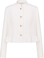 (Women) DIOR FW24 Wool Blend Ruffled Short Blazer Jacket Beige 451V25A1761-X0200 (Women) DIOR FW24 Wool Blend Ruffled Short Blazer Jacket Beige 451V25A1761-X0200