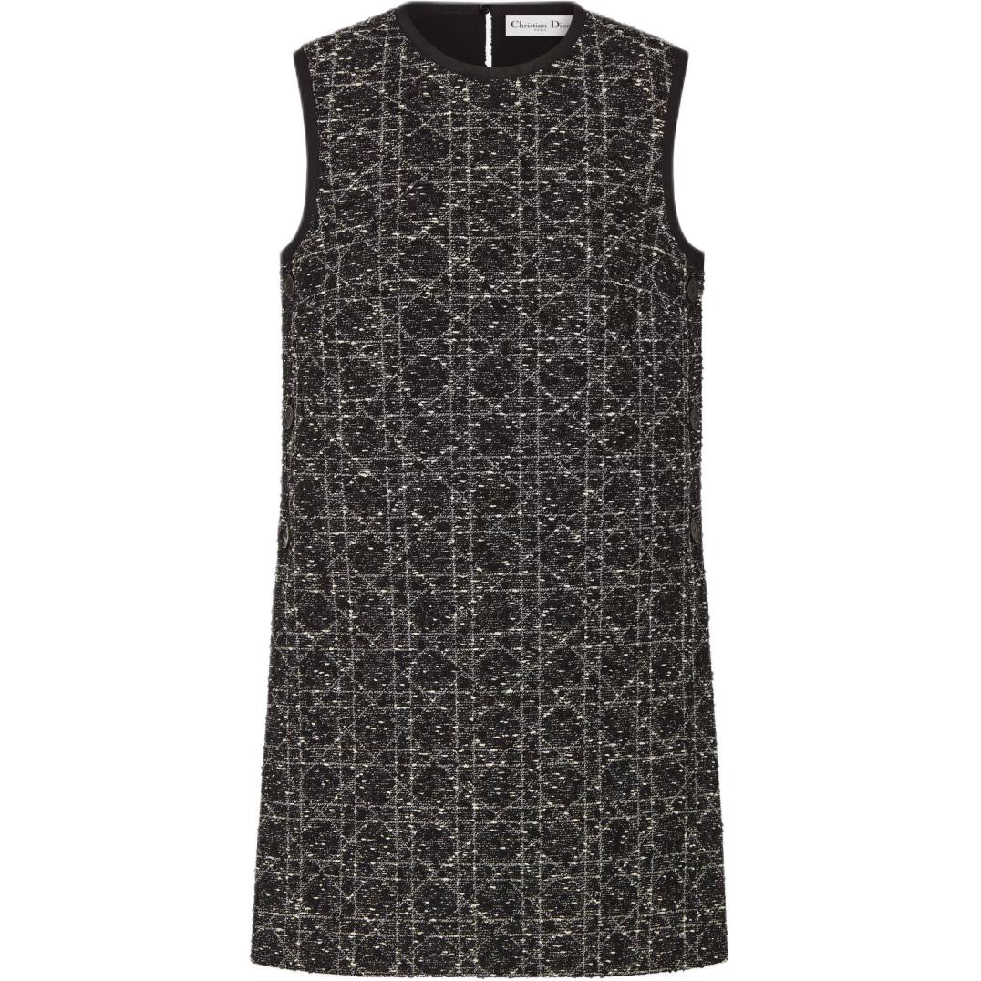 (Women) DIOR FW24 Multicolor Tweed Sleeveless Round-Neck Short Dress Women 441B53A7795-X9101