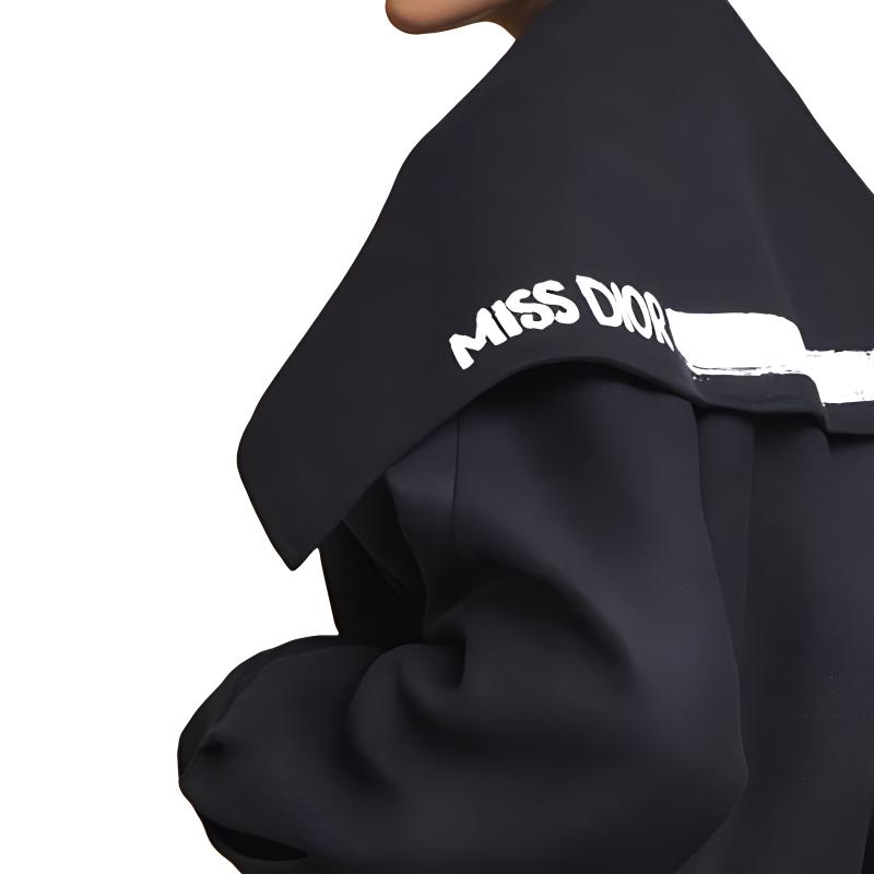 Purchase (Women) Dior FW24 Navy Blue Logo Print Loose-Fit Single-Breasted Jacket 450C37P1116-X5640