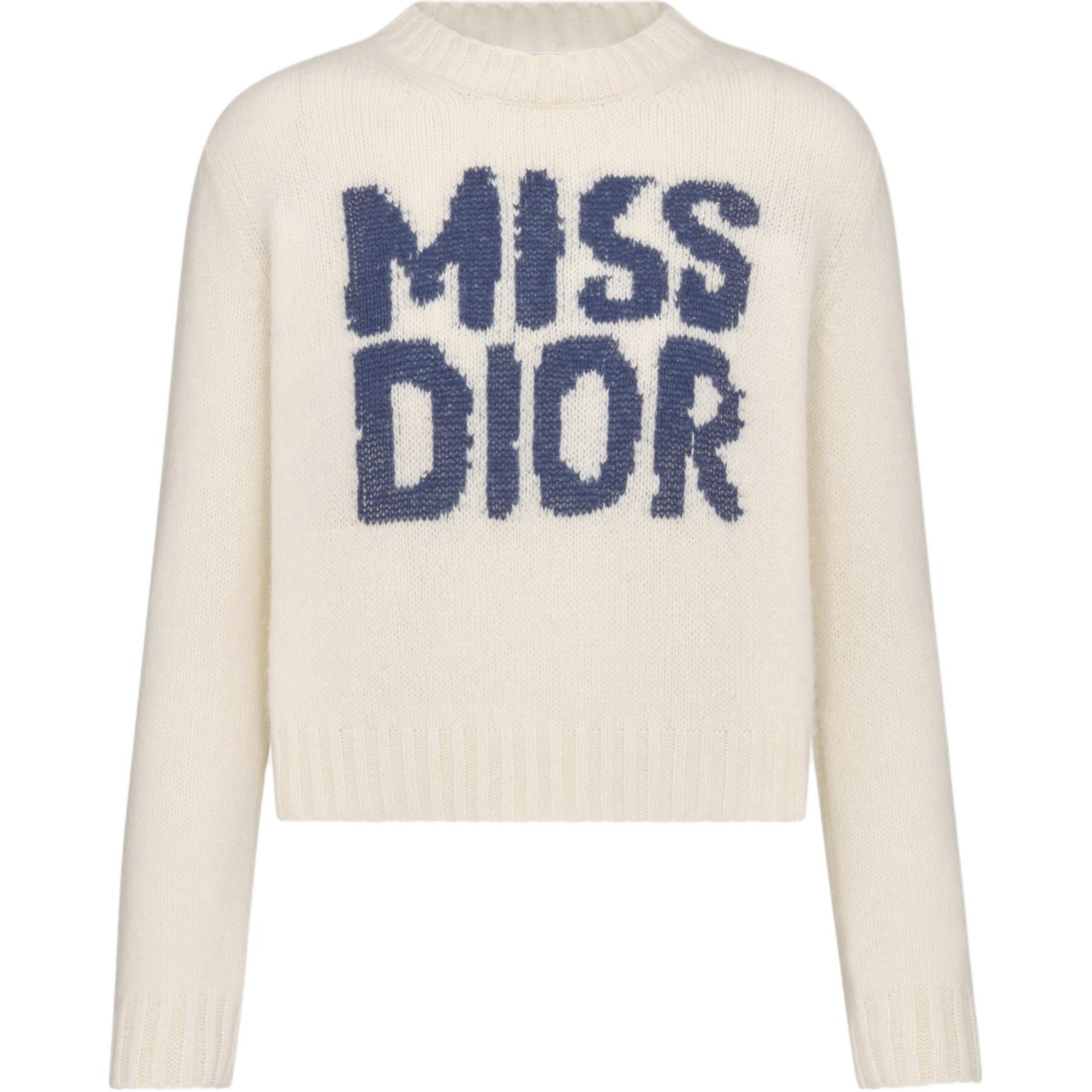 (Women) DIOR FW24 Qixi Collection Logo Crewneck Cashmere Sweater  Off-White 454S57AM103-X5805