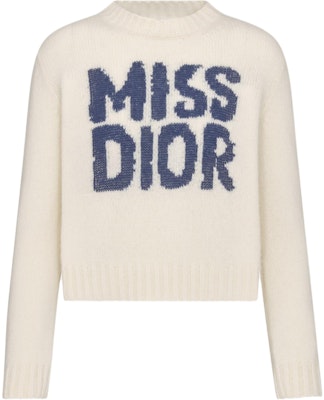 (W) ディオール FW24 七夕コレクション ロゴ クルーネック カシミヤ セーター オフホワイト 454S57AM103-X5805 Order (W) ディオール FW24 七夕コレクション ロゴ クルーネック カシミヤ セーター オフホワイト 454S57AM103-X5805