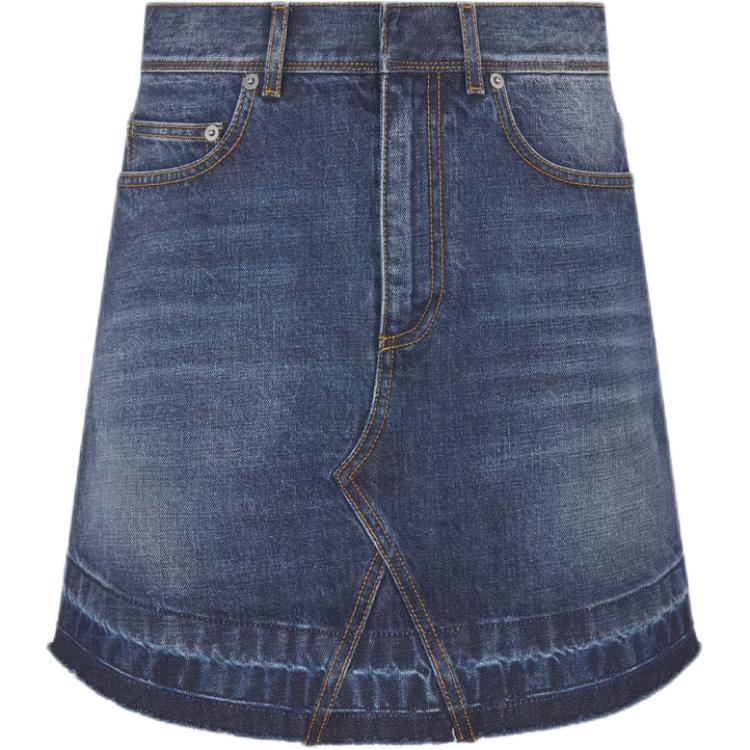 (Women) DIOR FW24 Washed Denim Zipper Skirt Blue -  Fashion. 442J21A3315-X5478