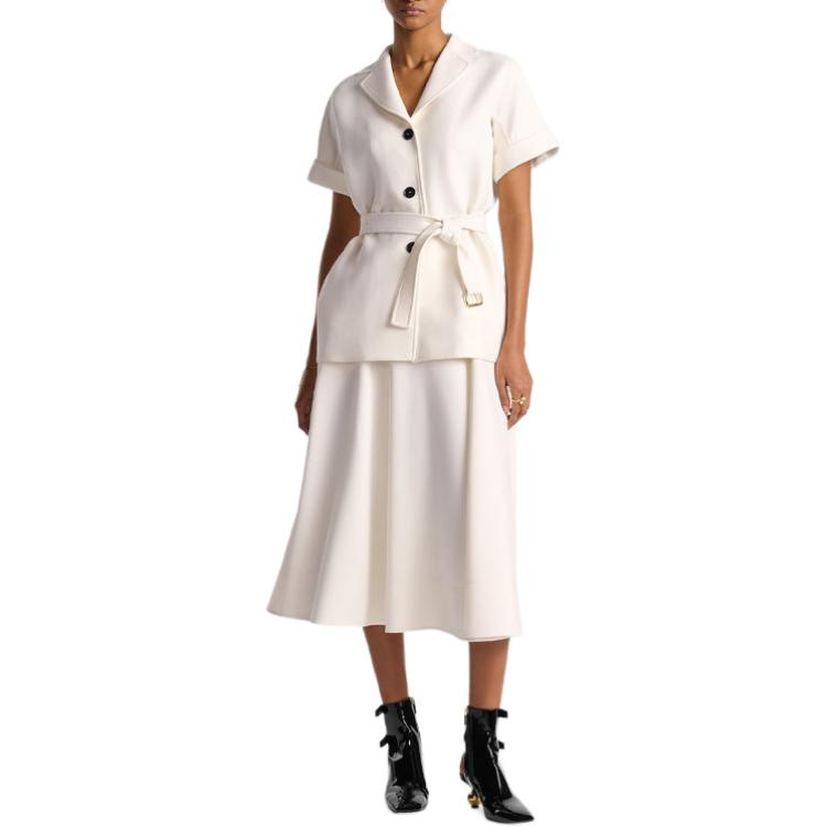 Shop (W) DIOR FW24 白色高腰羊毛混紡百褶A字中長裙 女裝 451J05A1166-X0150