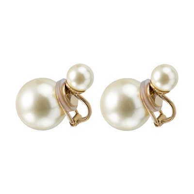 (Women) DIOR Gold-Plated Earrings in Off-White E0386TRIRS-D301