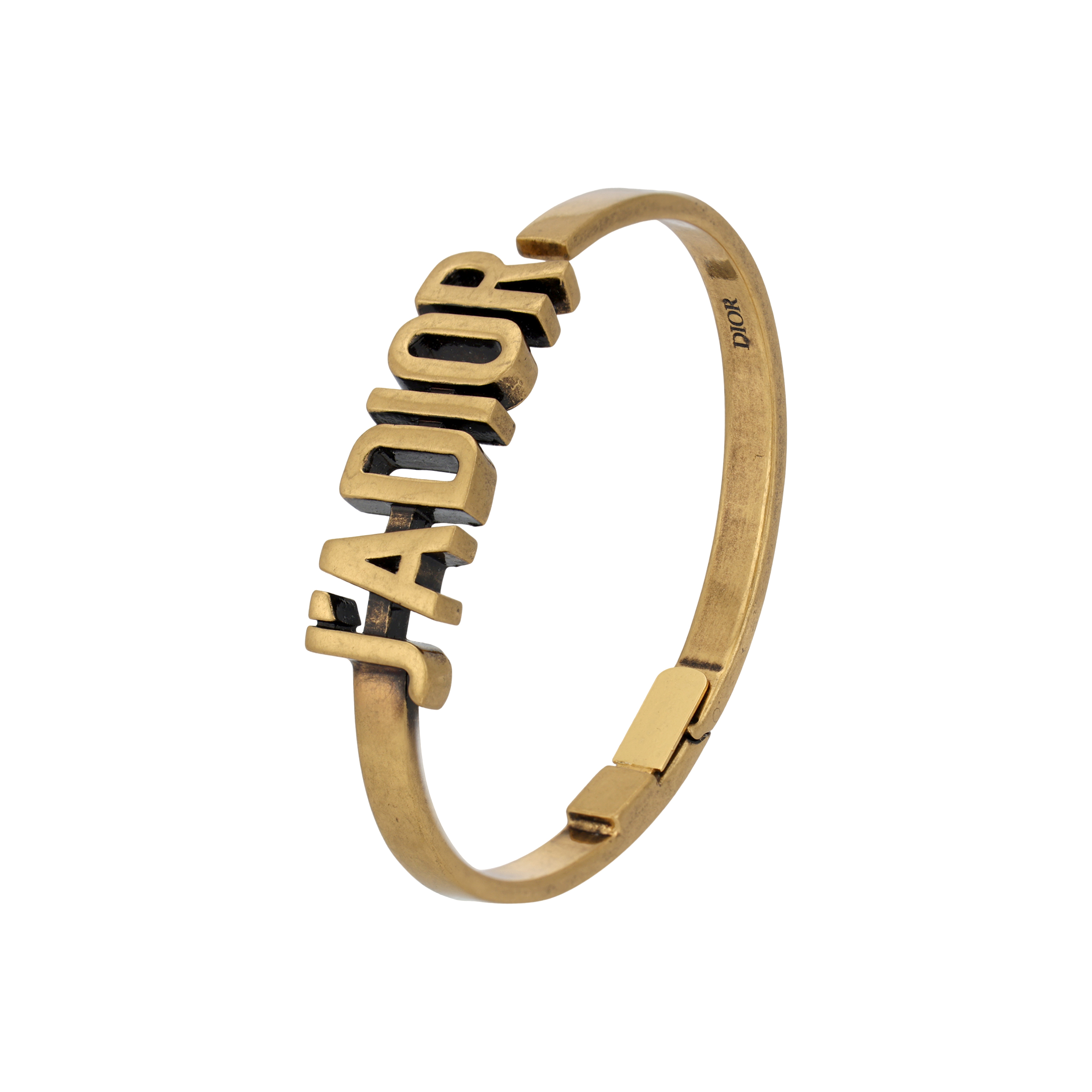 (Women) Dior Gold-Tone Letter Cutout Aged Metal Open Cuff Bracelet for Women B0632ADRMT_D907