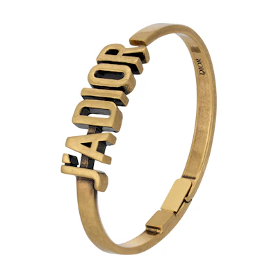 (Women) Dior Gold-Tone Letter Cutout Aged Metal Open Cuff Bracelet for Women B0632ADRMT_D907