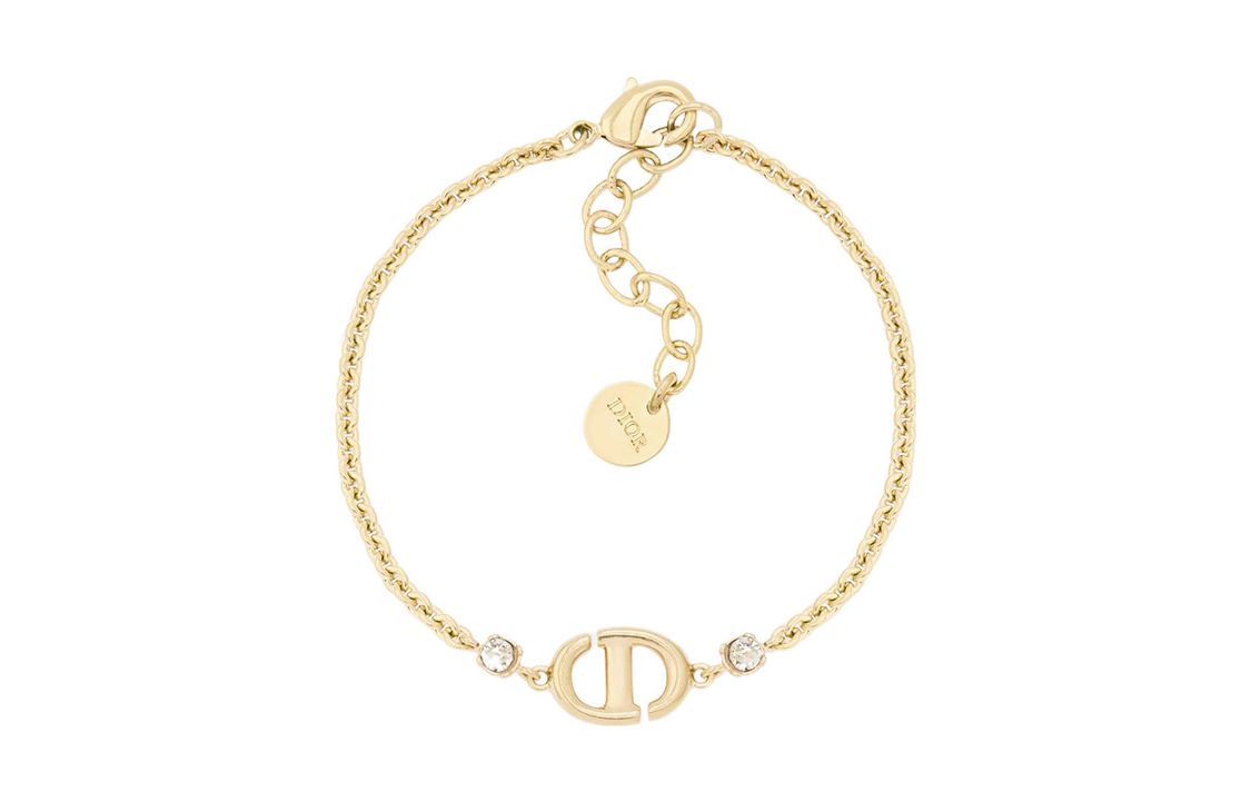 (Women) DIOR Gold & Silver CD Navy Crystal Bracelet for Women. B1242CDNCY-D03S