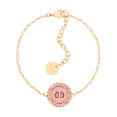 (Women) DIOR Gold Bracelet with Letter Logo, Faux Crystal, Glass, and Metal. B2210WOMCY_D04P