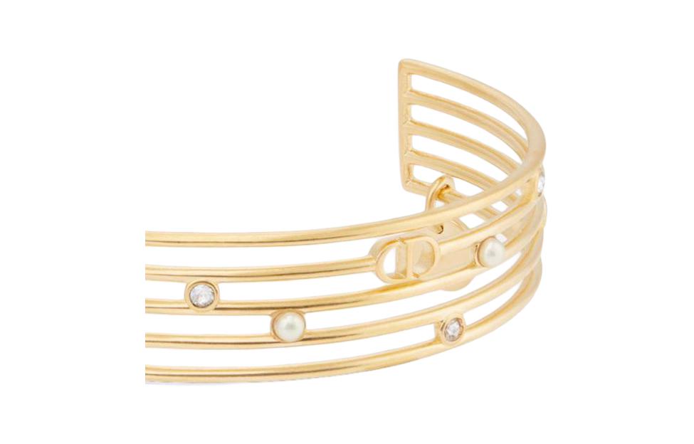 Shop (W) 디올 금 팔찌 여성용 - 메탈, 레진, 진주, 크리스탈 컷아웃 디자인. B2415WOMCYD03S