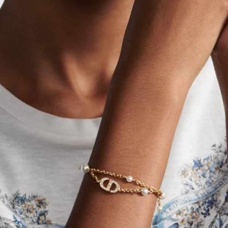 (Women) DIOR Gold Bracelet with Logo, Resin Pearls & Crystal for Women. B2242WOMCYD03S 圖 3
