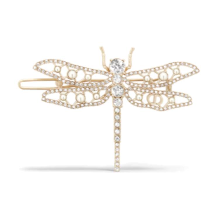 Order (W) DIOR 金色蝴蝶水晶樹脂金屬髮夾 女款 CD標誌. V1367WOMCY_D03S