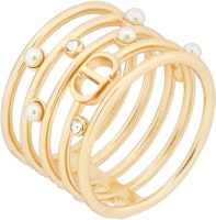 (Women) DIOR Gold Crystal Pearl Metal Openwork Ring for Women. R2142WOMCY_D03S (Women) DIOR Gold Crystal Pearl Metal Openwork Ring for Women. R2142WOMCY_D03S