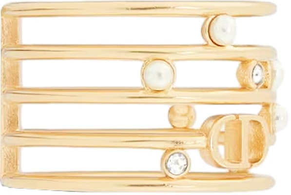 (Women) DIOR Gold Crystal Pearl Metal Openwork Ring for Women. R2142WOMCY_D03S Lookbook (Women) DIOR Gold Crystal Pearl Metal Openwork Ring for Women. R2142WOMCY_D03S
