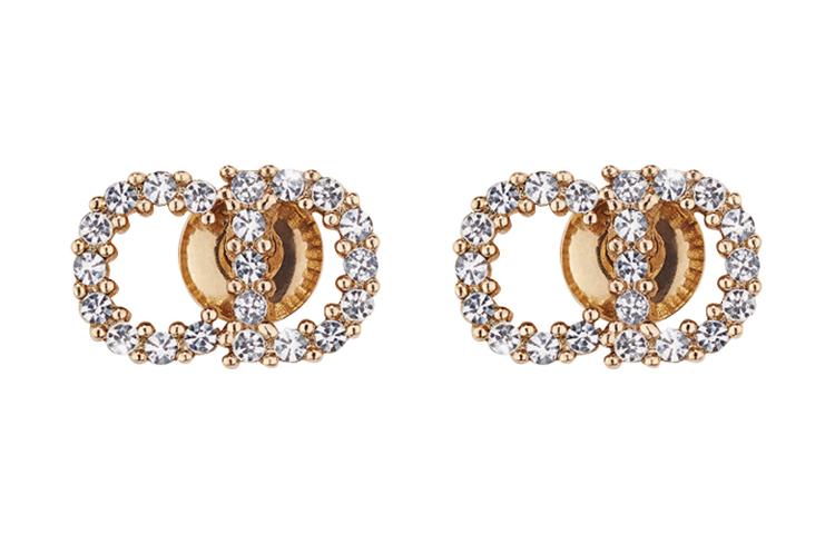 (Women) Dior Gold Earrings with CD and White Crystal Accents for Women E0715CDLCY-301 圖 2